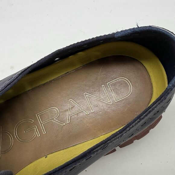 Cole Haan ZeroGrand Remastered Shoes Mens 10 M Blue Leather Wingtip No Stitch - Picture 11 of 16